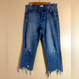 Pistola Jeans Womens 30 Blue High Waist Distressed Crop 90s Grunge Sustainable